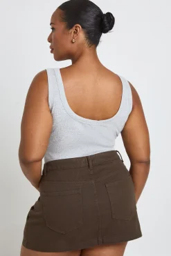 boohoo Jupe Mini En Denim Grande Taille<Femme Jupes|Looks Chocolat
