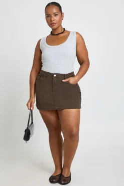 boohoo Jupe Mini En Denim Grande Taille<Femme Jupes|Looks Chocolat