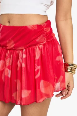 Jupe mini en mesh à imprimé floral