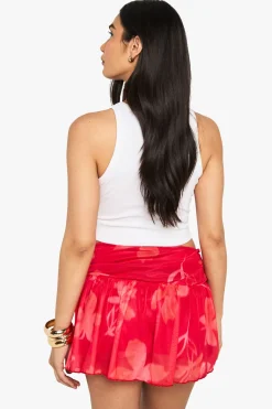 Jupe mini en mesh à imprimé floral