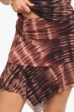 Jupe mini en mesh à imprimé tigre avec taille rabattable