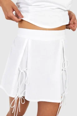 Jupe mini en popeline de coton à nouer