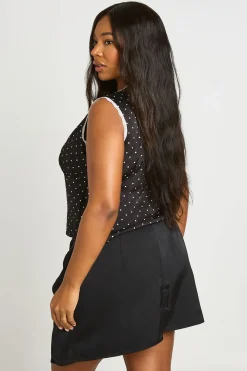 Jupe Mini En Satin Grande Taille Avec Insertion En Dentelle