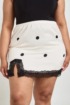 Jupe Mini En Satin À Pois Avec Bordure En Dentelle Grande Taille