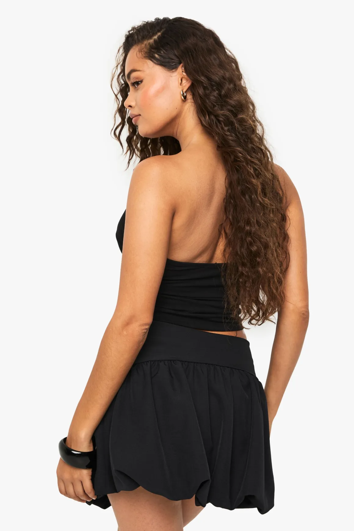 Jupe Mini en Tissu Tissé avec Détail de Pompon