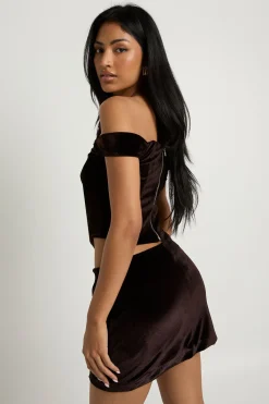 boohoo Jupe mini en velours froncée<Femme Jupes|Jupes