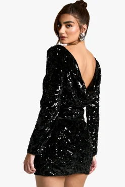 Jupe mini en velours à sequins