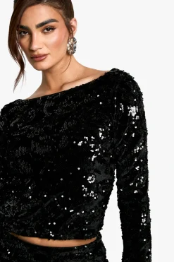 Jupe mini en velours à sequins