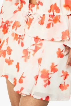 Jupe mini godet en chiffon floral