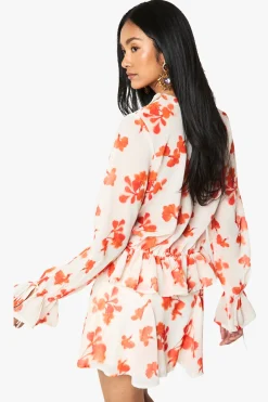 Jupe mini godet en chiffon floral
