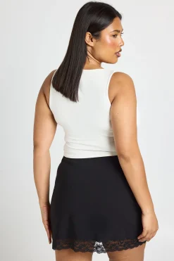 Jupe Mini Grande Taille En Bengaline Avec Bordure En Dentelle