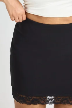 Jupe Mini Grande Taille En Bengaline Avec Bordure En Dentelle