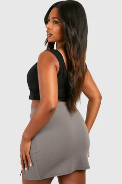 Jupe mini grande taille à fente latérale
