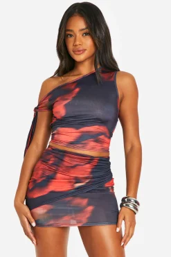 boohoo Jupe mini à imprimé floral noué sur le côté<Femme Jupes|Jupes