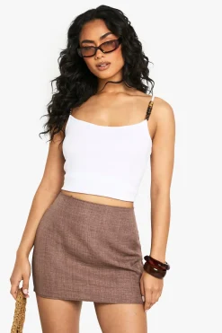 boohoo Jupe Mini à l'Aspect Lin<Femme Jupes|Jupes