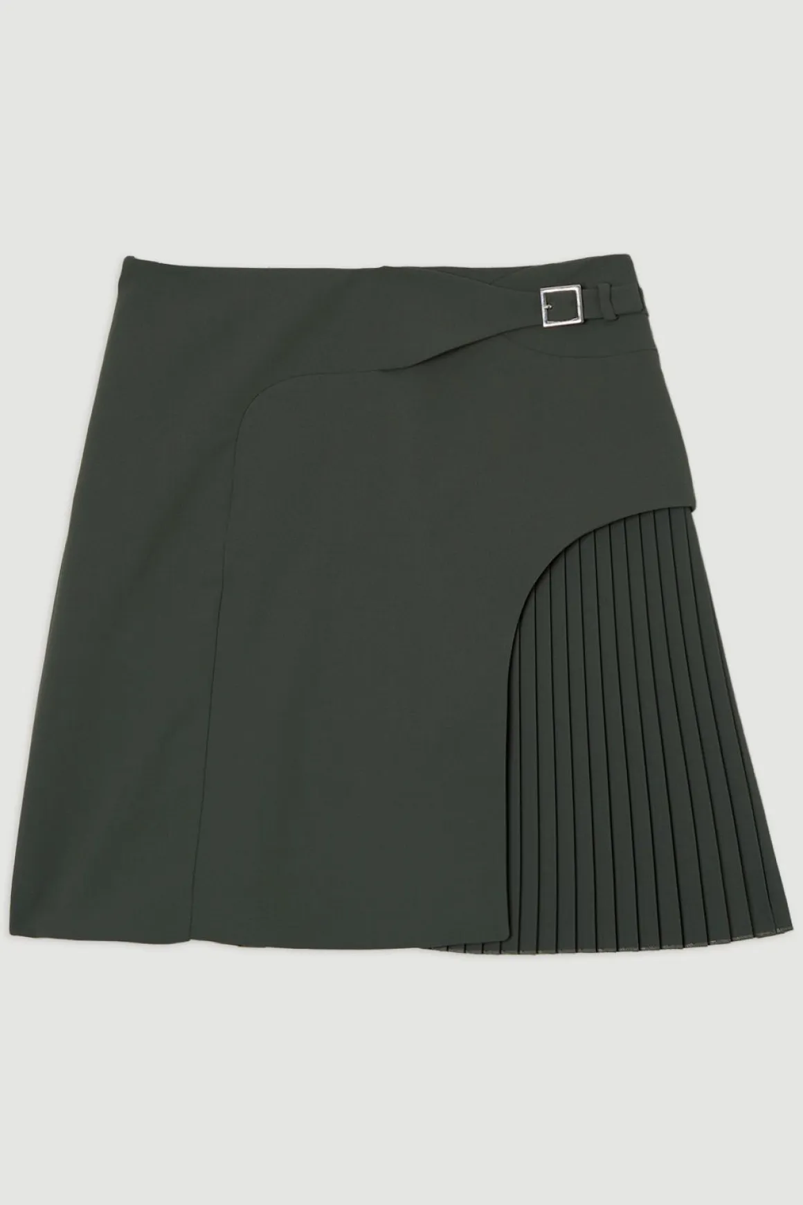 Jupe Mini Plissée Ajustée avec Détail Boucle