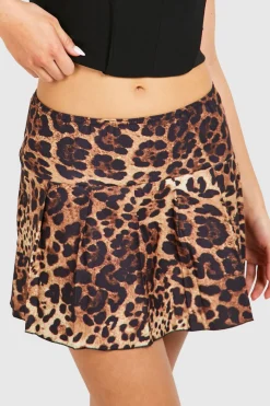 Jupe mini plissée Bengaline léopard à taille basse