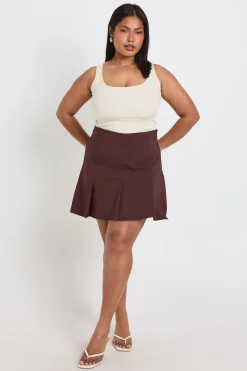 Jupe Mini Plissée En Bengaline Grande Taille