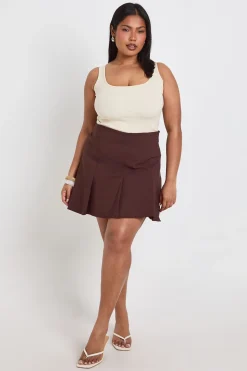 Jupe Mini Plissée En Bengaline Grande Taille
