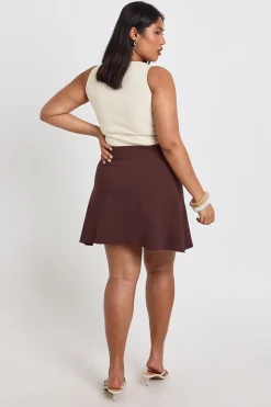 Jupe Mini Plissée En Bengaline Grande Taille