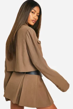 Jupe Mini Plissée Utilitaire à Ceinture