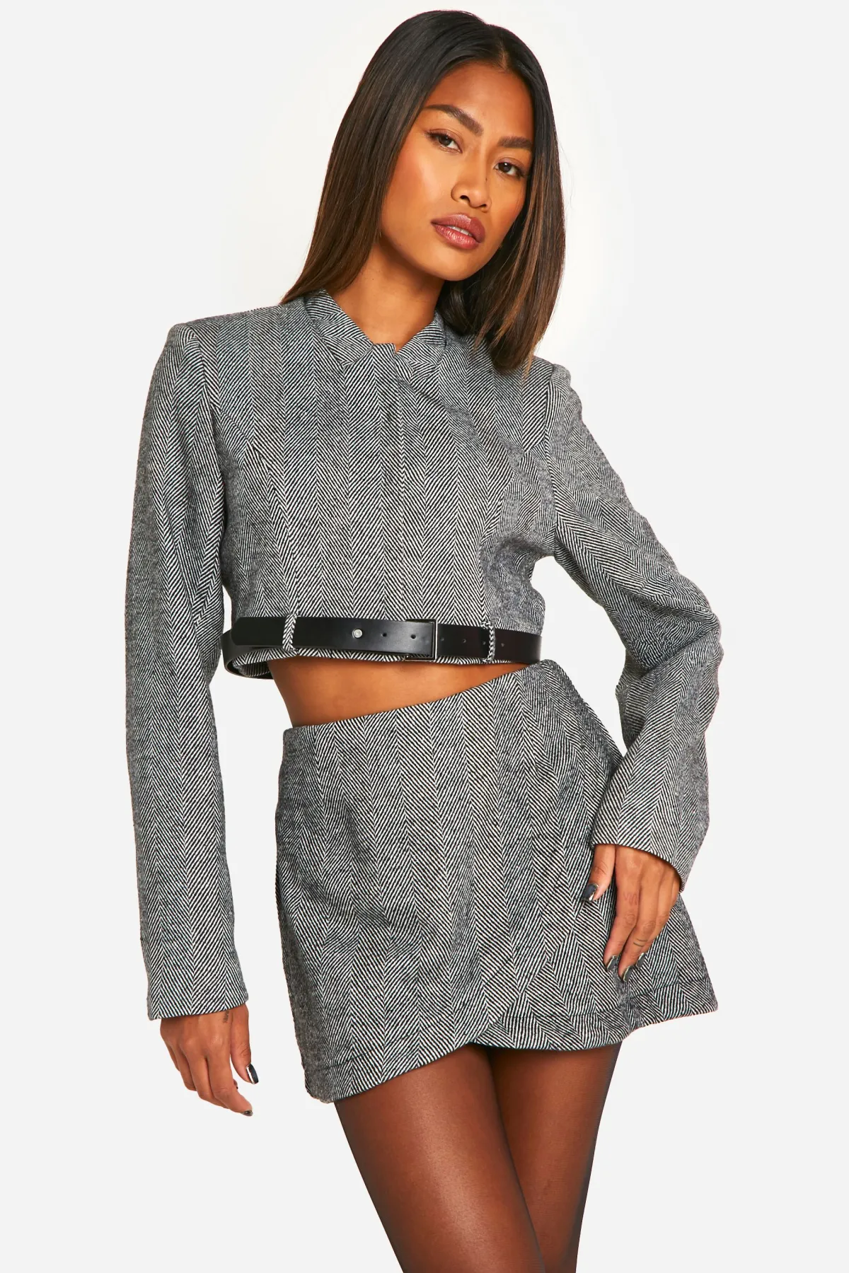 boohoo Jupe mini portefeuille en chevron<Femme Jupes|Jupes