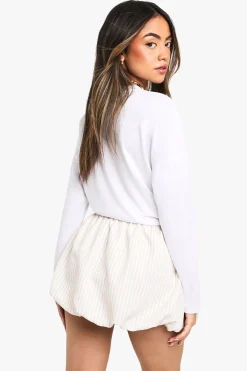 boohoo Jupe mini rayée tissée avec effet bouffant<Femme Jupes|Jupes