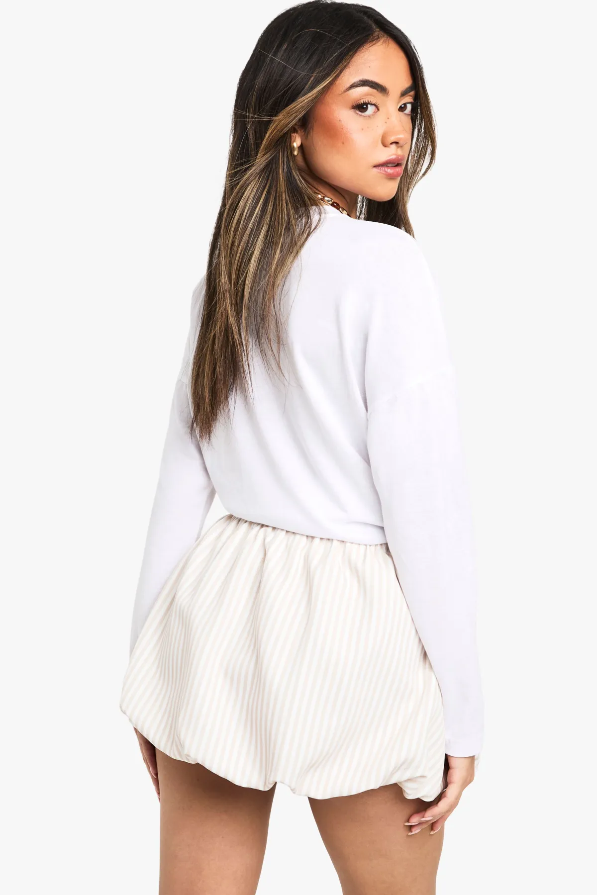 boohoo Jupe mini rayée tissée avec effet bouffant<Femme Jupes|Jupes