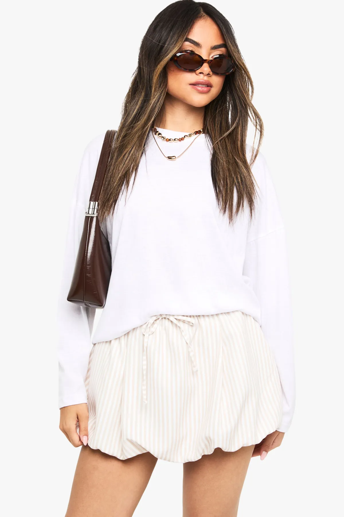 boohoo Jupe mini rayée tissée avec effet bouffant<Femme Jupes|Jupes