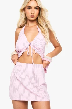 Jupe mini à rayures texturées