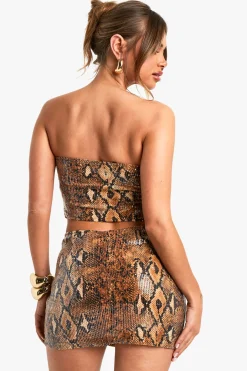 Jupe Mini à Serpents en Paillettes