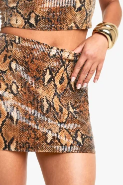 Jupe Mini à Serpents en Paillettes