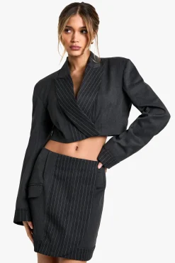 boohoo Jupe Mini sur Mesure à Rayures et Détail de Poche<Femme Tailleurs|Jupes