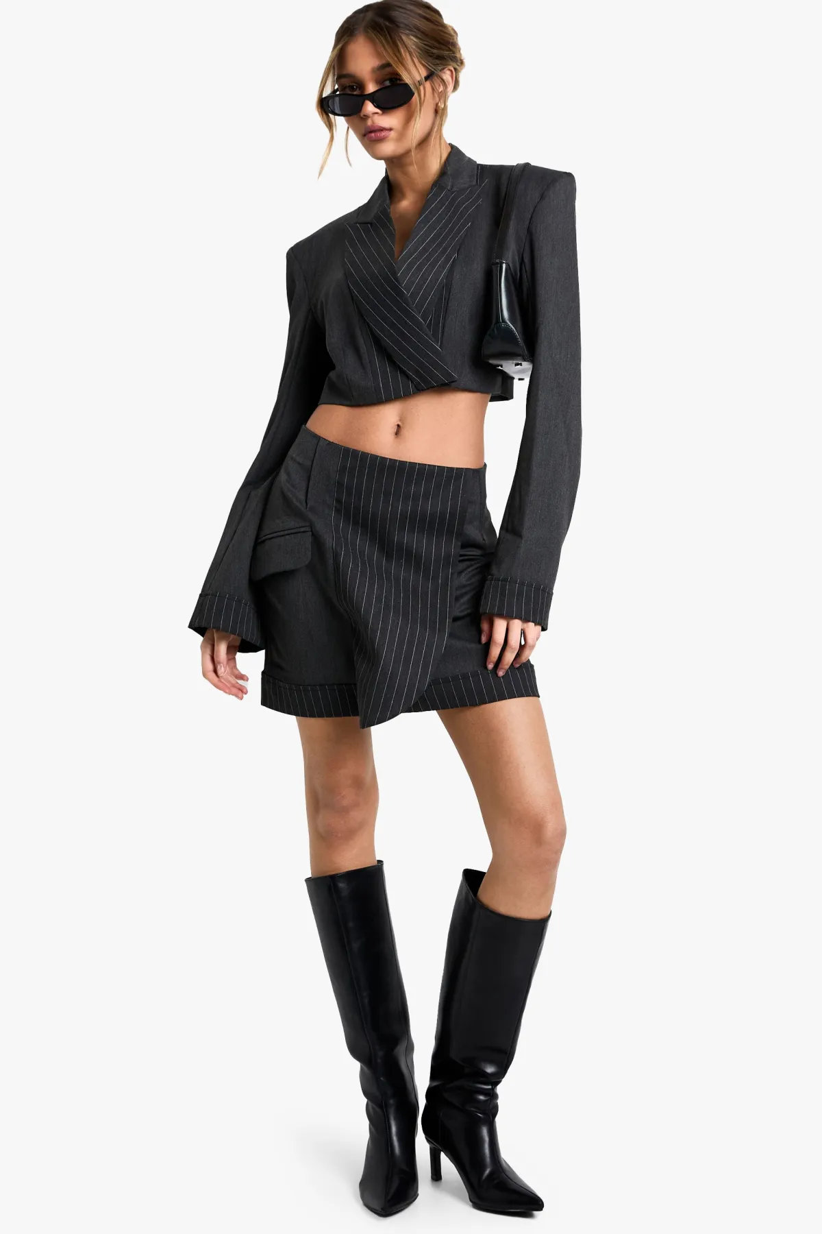 boohoo Jupe Mini sur Mesure à Rayures et Détail de Poche<Femme Tailleurs|Jupes