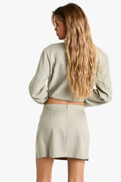 Jupe mini tailleur A-line à fines rayures