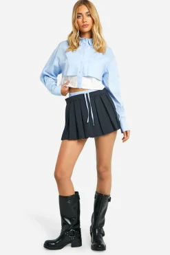 Jupe mini tennis à ceinture contrastée