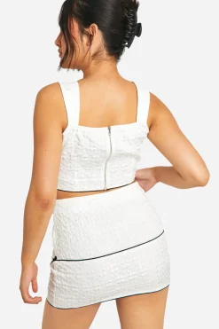 boohoo Jupe mini texturée avec détail de nœud<Femme Jupes|Jupes