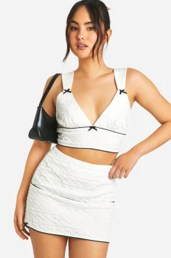 boohoo Jupe mini texturée avec détail de nœud<Femme Jupes|Jupes