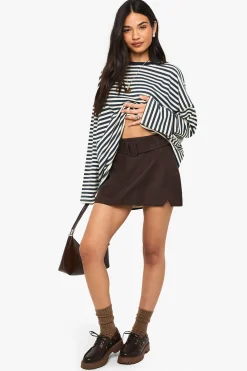 boohoo Jupe mini texturée à ceinture<Femme Jupes|Jupes