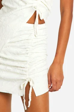 boohoo Jupe mini à texture florale et froncée<Femme Jupes|Jupes