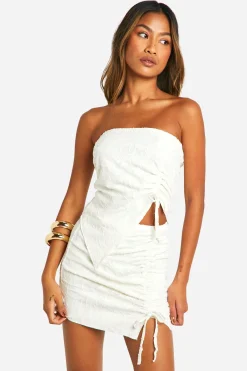 boohoo Jupe mini à texture florale et froncée<Femme Jupes|Jupes