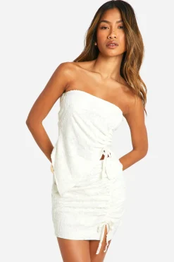 boohoo Jupe mini à texture florale et froncée<Femme Jupes|Jupes