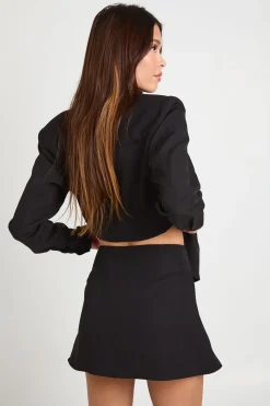 Jupe Mini Tissée à Bouton Argenté