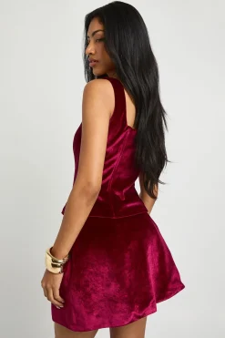boohoo Jupe mini trapèze en velours<Femme Jupes|Jupes