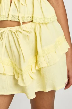 boohoo Jupe Mini À Volants En Gaze De Coton Avec Dentelle<Femme Jupes|Jupes