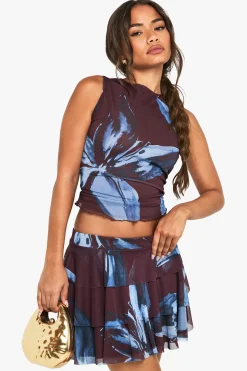 boohoo Jupe Mini à Volants à Imprimé Floral<Femme Jupes|Jupes