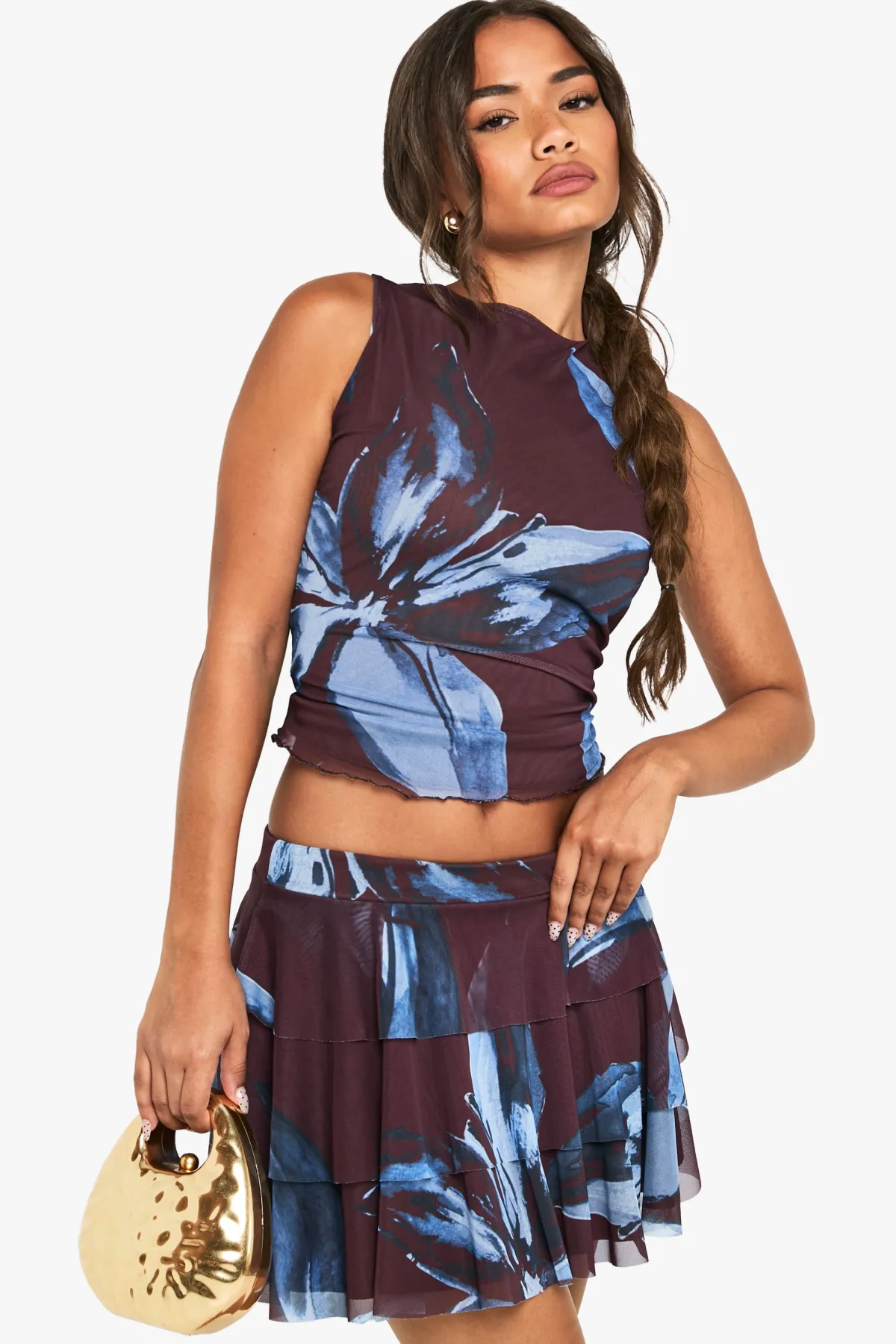 boohoo Jupe Mini à Volants à Imprimé Floral<Femme Jupes|Jupes