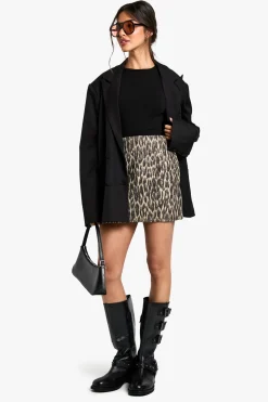 boohoo Jupe Mini Wrap Over à Imprimé Léopard à Taille Haute<Femme Jupes|Jupes