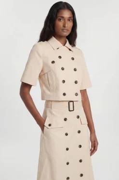 KarenMillen Jupe Plissée Ajustée En Coton Boutonnée Devant Inspiration Trench<Femme Jupes|Jupes