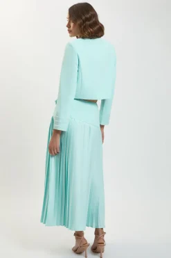 KarenMillen Jupe Plissée Ajustée En Satin Style Smoking<Femme Tailleurs|Jupes